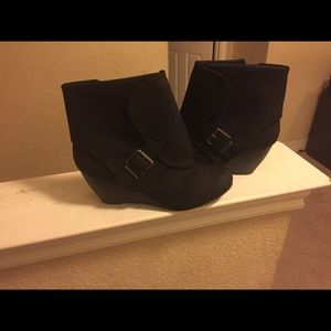 Ankle booties wedge heel